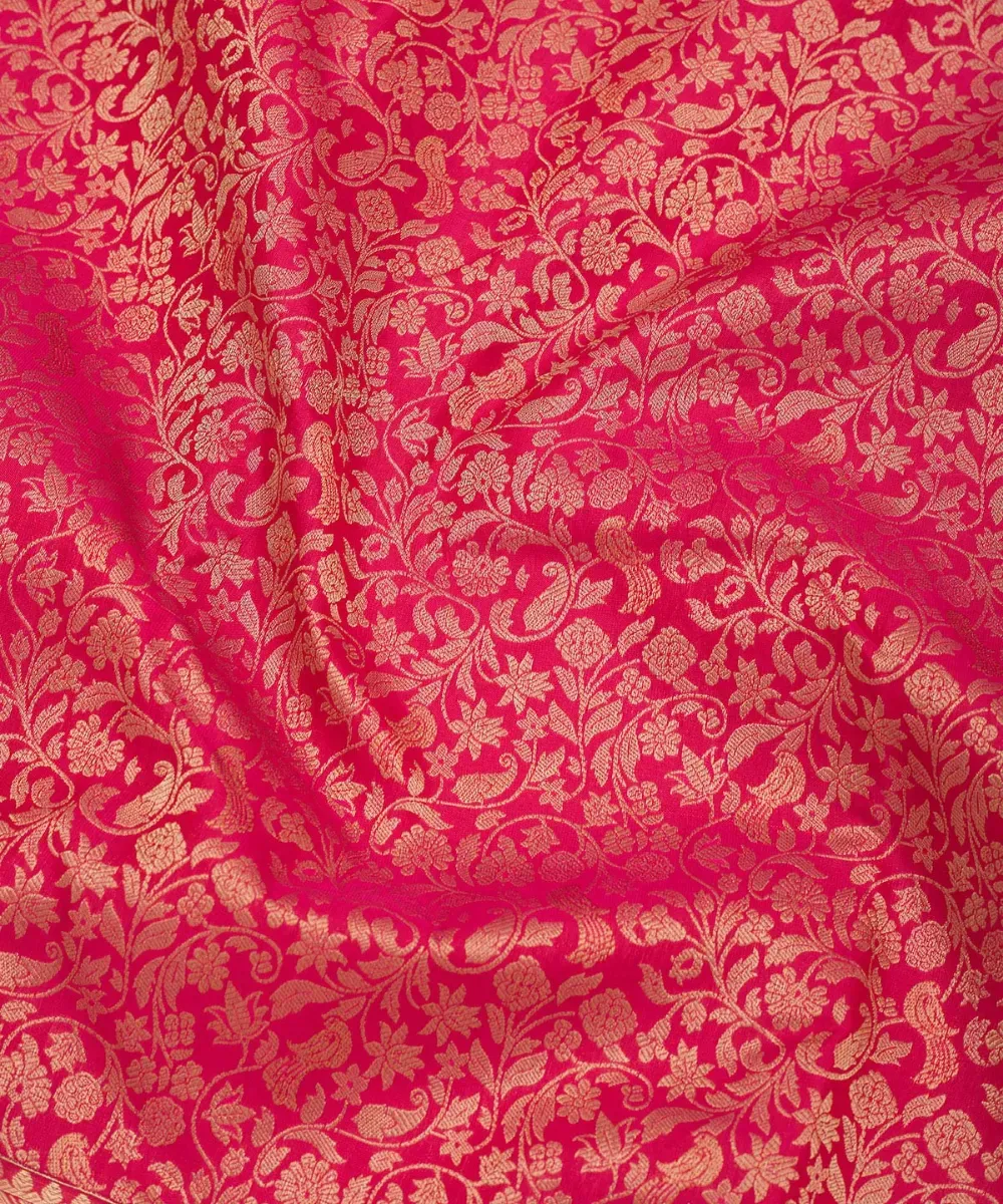 Pink with Gold Zariwork Silk Saree - Sara's Fashion